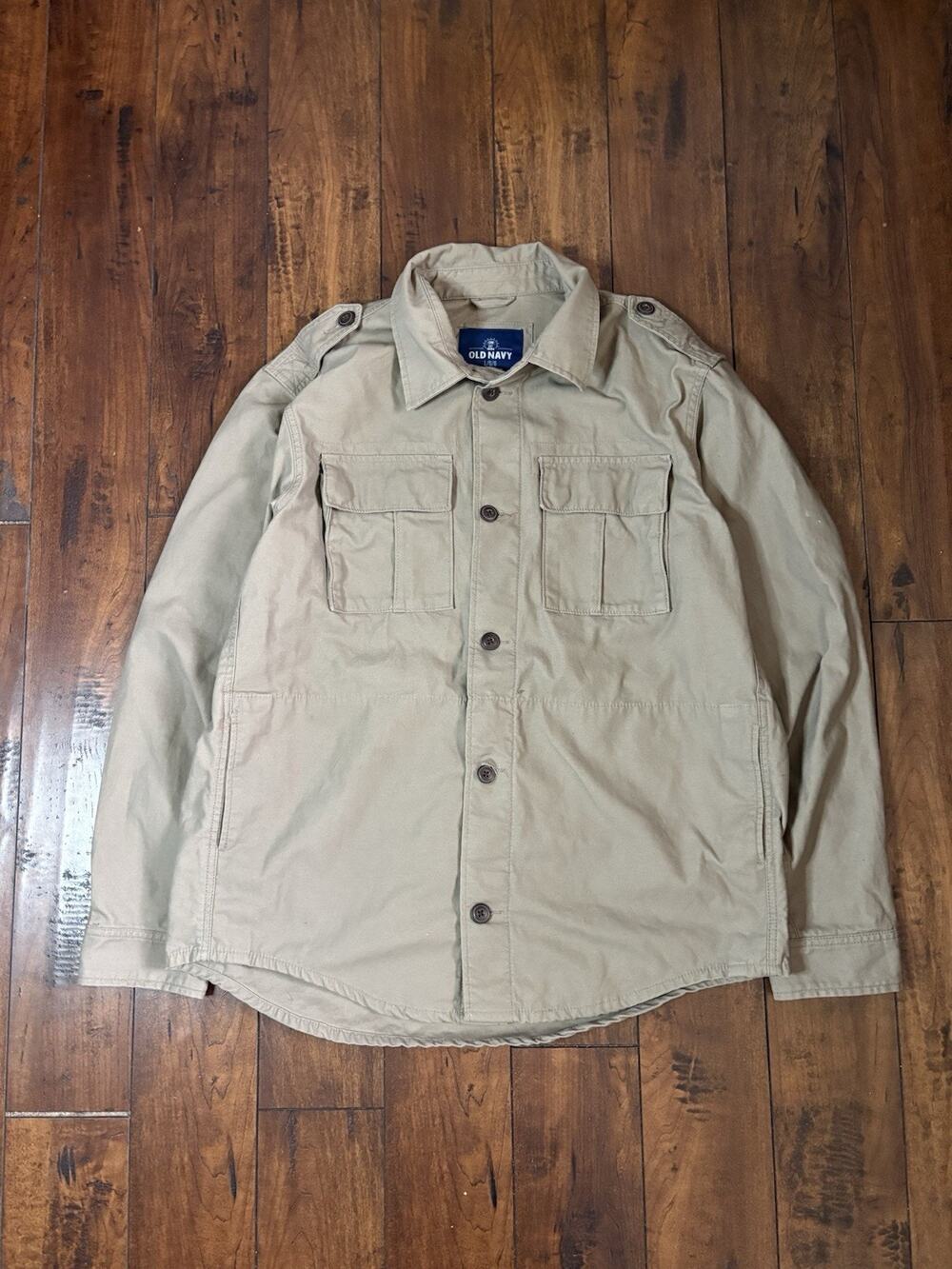 Old Navy Field Jacket Men’s L Beige Heavyweight Utility Workwear Military Chore